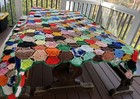 Vtg Handmade Crochet Afghan Blanket Granny Square Multicolor Throw 44x70