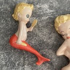 Set Of 3 Vintage Ceramic Mermaid Wall Plaques Mother And Two Children 8 1 4    