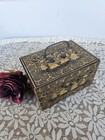 Antique Small  Chinese Gold And Black Lacquer Jewelry Box 