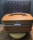 Vintage Airway  Carry-on Luggage Brown Makeup Train Case Travel No Key  No Tray 