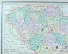Vintage 1886 South Carolina Map 13 x11    Old Antique Original Spartanburg Aiken