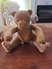 Vintage Handcarved Articulated Mamma And Baby Bears  Untouched Patina  Folk Art