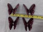 Lot Of 4 Vintage Large Dark Purple Ceramic Butterflies Macrame Beads 3 