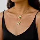 Trwwell Pave Bubble S Initial Necklace 14k Gold Dainty Balloon Letter Necklac   