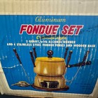 Rare Vintage Mcm Complete Orange Fondue Pot Set With Stand   Skewers Unused