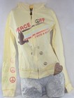 Womens Juniors David   Goliath Yellow Peace Off Full Zip Up Hoodie Sweatshirt