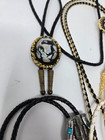 Lot Of 6 Vintage Western Cowboy Bolo Ties Eagle Coral Turquoise Shriner Miner