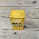 Vintage Red Circle Coffee Advertising Bank Tin Piggy Coin Savings Coffee