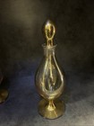 Art Deco Vintage Glass Decanters Perfume Bottles With Gold Trim  Pair
