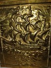 Vintage Nautical Naval Hammered Embossed Brass And Wood Box Tin Lined