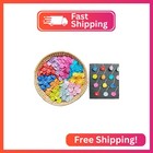 Set Of 50 Tiny  Pretty Flowers Embellishment With Thread Stem Multicolored1 Tone