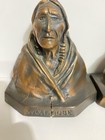 Antique Wolf Robe Bookends By Cal Peters Bronze Native American  one Has Crack 