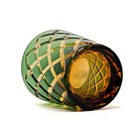 Hand Cut To Clear Whiskey Glasses Edo Kiriko Crystal Glass Tumbler Green 9oz