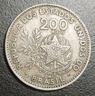 1901 Brazil 200 Reis Better Grade Old Coin Km 504 Low Mintage Brasil Liberty