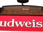 Vintage Budweiser Pool Table Bar Light     Clydesdale Team     Hanging Beer Sign
