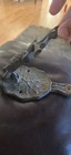 Antique Big Primitive Bull Frog On Lily Pad Solid Cast Iron Door Knocker Heavy 