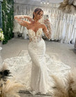 Beach Wedding Dresses Detachable Sleeves Boho Lace Sexy Mermaid Bridal Gowns
