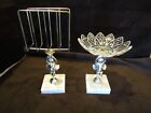 Vintage Vanity Set 2 Cherub Towel   Soap Holder Crystal Metal Marble Italy 10 t