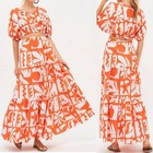 Oliphant Set Cropped Top   Maxi Skirt In Twiggy Orange White Cotton Poplin S