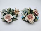 Vintage Capodimonte  Made In Italy  Floral Candle Sticks Matching Set - Chipped
