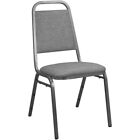 Trapezoidal Back Stacking Banquet Chair With Gray Fabric   Silver Vein Frame