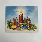 Vintage Mid Century Christmas Greeting Card Angels Victorian Family Plays Music