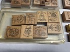 33 Mixed Stamps Lot Wood Rubber Stampin    Up Big Lots   More Print Press Blocks
