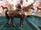 Vintage Bronze Small Racehorse Statue With Jockey