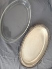 Vintage Silver Plated Oval Serving Tray W original Pyrex Oven Safe Glass Insert 