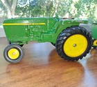 Vintage John Deere Ertl Tractor Wide Front   Flare Box Wagon 1 16 Metal Farm Toy