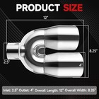 Dual Exhaust Tip Inlet 4 Inch Outlet 12  Length Universal 2 5 Inch Right
