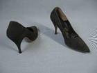 50s Stiletto Heels Deadstock Vintage Women s Brown Suede Cutwork 60s Shoes Pumps