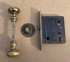 Fantastic Antique Set Brass Door Knobs Hardware Lockset With Escutcheon  Salvage