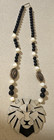 Vintage Lee Sands Set Of 2 Lion Mother Of Pearl Inlay Necklaces-blue   Cream