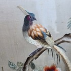 Chinese Silk Hand Embroidery Panel Birds Framed Bamboo Wall Vintage 