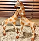 Vintage Mid-century Modern Matching Pair Of Large Ceramic Giraffes Figurines