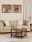  new  Garvee 2-tier Coffee Table Vintage Coffee Table With Wood Grain Design