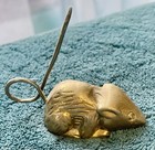 Vintage Mcm Brass Mouse Long Tail Paper Weight  Receipt Holder  Ring Holder