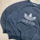 Vintage 80s Adidas Spell Out Embroidered Logo Raglan Crewneck Sweatshirt Boxy Xl
