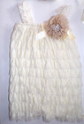 Handmade Toddler Girl Embroidered Lace Romper Head Band Ribbon Belt Mr