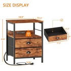 Night Stand With Charging Station  Bedside Table With Fabric Drawers  End Tab   