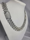 24    3 Row Moissanite Cuban Link Chain In 925 Sterling Silver