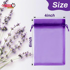 Sukh 50 Lavender Sachet Bags Empty - Purple Organza Bags 4x6 Sachets For Drawers