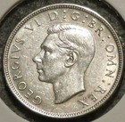 British Silver Half Crown - 1937  sharp Grade   Obv Tarnish stain  - George Vi