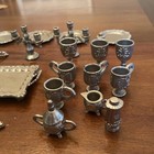 Vintage 1978 Imperial Silver Cast Metal Dollhouse Miniature 35 Pc Tea Set