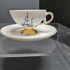 Disneyland Walt Disney Cup   Saucer Castle   Tinker Bell Gold Gilt Japan