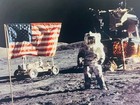 Official Nasa Photo Apollo 17 Space Astronaut Eva Moon Jack Schmitt Usa Flag Bc5