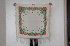 Wool Floral Shawl With Fringe  Vintage Ukrainian Scarf  Ethnic Folk Chale