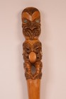 Carved Wood Tiki With Inlaid Mother Of Pearl Eyes