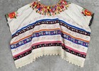 Guatemala Huipil Poncho Womens One Size Embroidered Floral Boho Festival Top